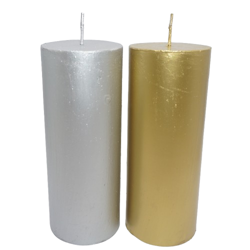 Velón Perfumado Cilíndrico 15x6 cm Dorado/Plateado